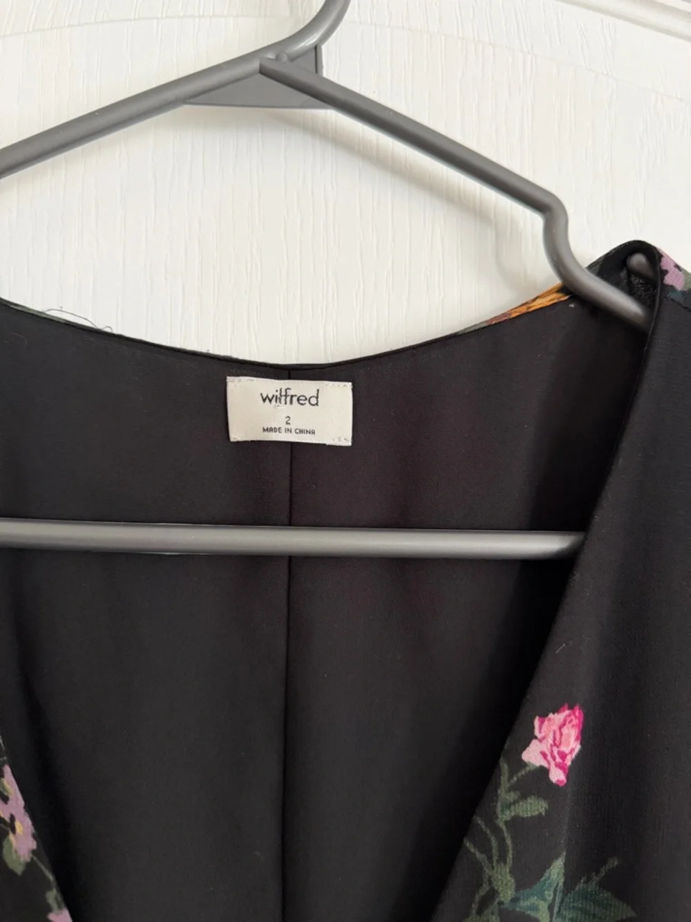Aritzia Wilfred Nazaire Black Floral Long Sleeve Dress - Picture 5 of 10